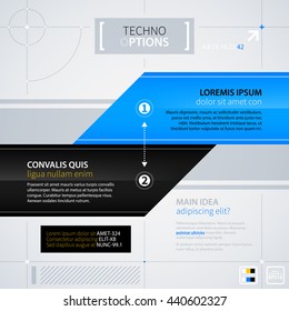 Modern web design template with options/banners. Futuristic techno business style. Useful for annual reports, presentations and advertising.
