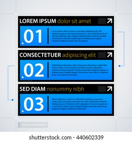 Modern web design template with options/banners. Futuristic techno business style. Useful for annual reports, presentations and advertising.