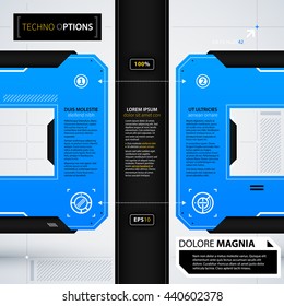 Modern web design template with options/banners. Futuristic techno business style. Useful for annual reports, presentations and advertising.