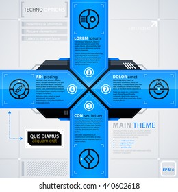 Modern web design template with options/banners. Futuristic techno business style. Useful for annual reports, presentations and advertising.
