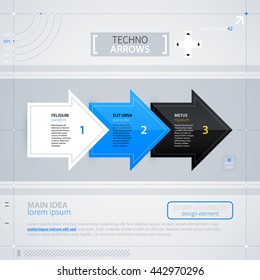 Modern web design template with options/banners. Futuristic techno business style. Useful for annual reports, presentations and advertising.