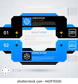 Modern web design template with options/banners. Futuristic techno business style. Useful for annual reports, presentations and advertising.