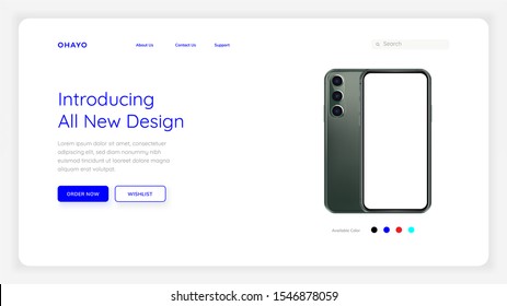 Modern Web Design Trend Smartphone Handphone Mockup White Screen