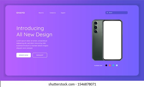 Modern Web Design Trend Smartphone Handphone Mockup White Screen