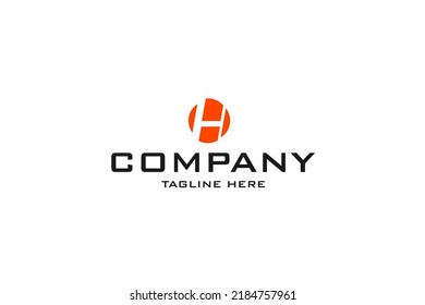 modern web digital red logo design consisting of letter h