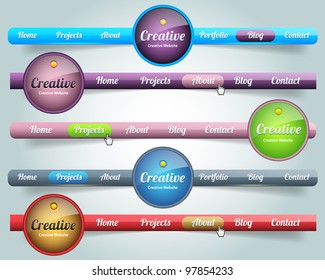 Modern Web Elements Vector Header & Navigation Templates Set