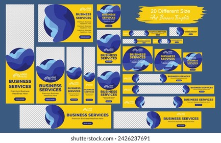 Modern web header banner template. horizontal and vertical web ads banner set. Gradient abstract adword ads cover header background for website design. Social media post, flyer, invitation card design