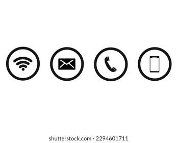 Modern web icon symbol vector set illustration including wifi, email, contact and phone icons. Many computer icons that are used in everyday. 