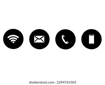 Modern web icon symbol vector set illustration including wifi, email, contact and phone icons. Many computer icons that are used in everyday. 