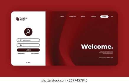Modernes Webinterface-Design mit Login-Logout-Buttons und kreativen abstrakten App-Elementen für Unternehmens- und Finanzwebsites