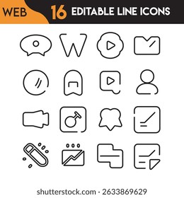 Modern Web Line Icons Set – Responsive, Clean, Minimal Style.