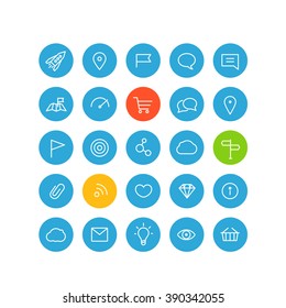Modern web and mobile application pictograms collection. Lineart intercece icons set