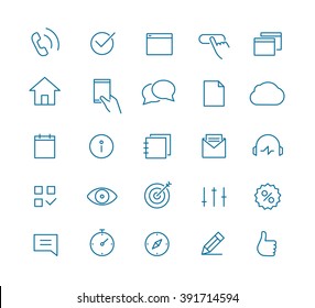 Modern web and mobile application pictograms collection. Lineart intercece icons set