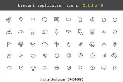 Modern Web And Mobile Application Pictograms Collection. Lineart Intercece Icons Set