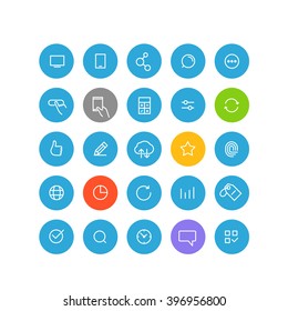 Colección moderna de pictogramas de aplicaciones web y móviles. Juego de iconos de intersección lineal