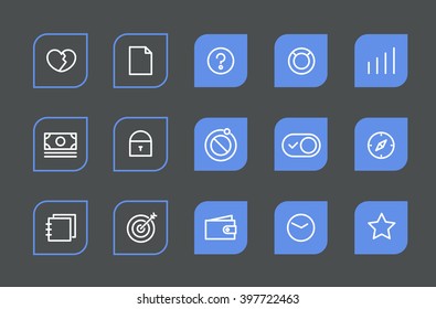 Modern web and mobile application pictograms collection. Lineart intercece icons set