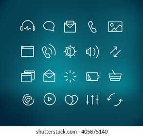 Moderne Web- und Mobile-Piktogramme-Kollektion auf unscharfem Hintergrund. Line Art, Intercece Icons Set