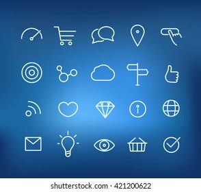 Modern web and mobile application pictograms collection on blur background. Lineart 
intercede icons set