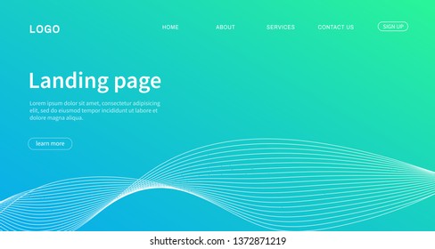 Modern web page design template. Abstract lines wave. Gradient color background. Vector illustration