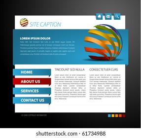 Modern Web Page Template - With 3d Navigation Items