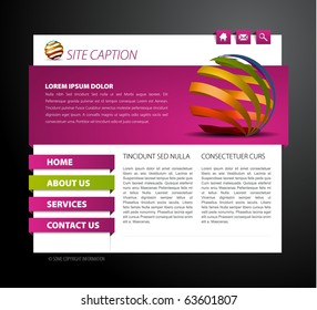 Modern web page template - with 3d navigation items