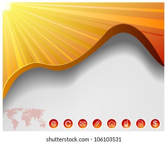 Página web moderna: mapa del mundo vectorial y fondo amarillo