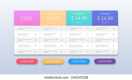 Modern Web Pricing Table Design for Business