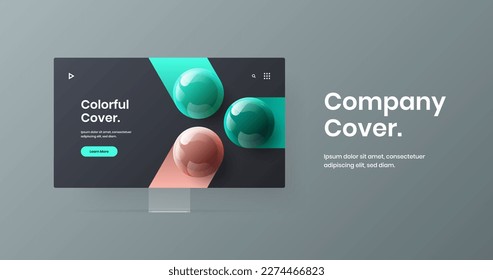 Modern web project design vector layout. Abstract desktop mockup presentation illustration.