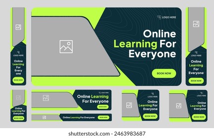 Modern web set banner design, online learning platform courses banner, web bundle banner design for social media post, editable vector eps 10 file format