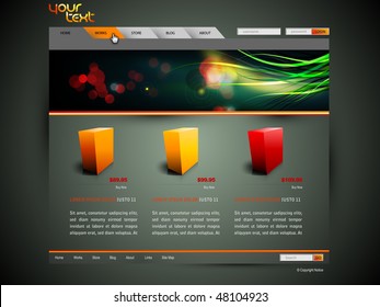 Modern Web Site Design Vector Template With Banner Design and 3D Sample Product Icons