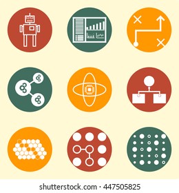 Modern Web Symbol Collection Of Machine Learning Artificial Intelligence, Data Science And Big Data Icon Set.