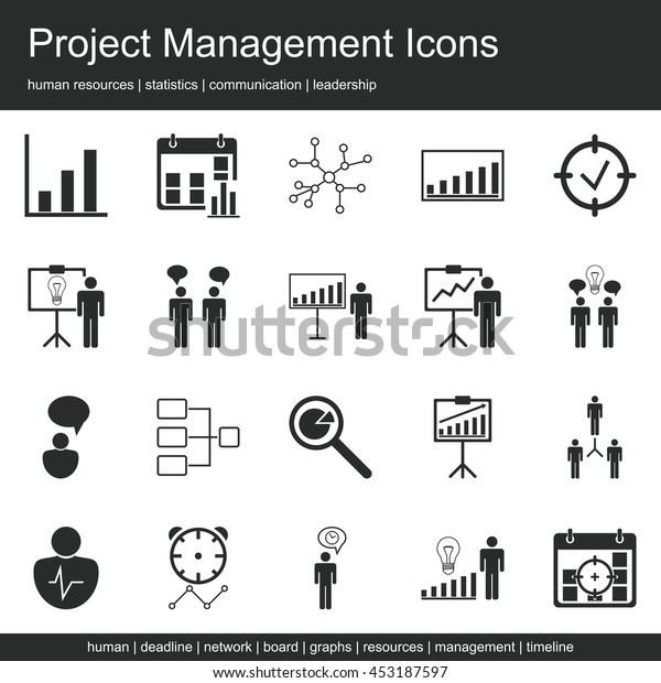 Modern Web Symbol Collection Project Management Stock Vector (Royalty ...