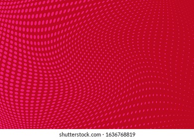 Modern web template with pink halftone on purple background. Monochrome backdrop. Dynamic effect. Decoration element. Colorful background vector. Geometric style. Vector symbol. Round shape.