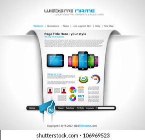 Modern web templave with paper style background and transparent shadows. Ideal for business website with a lot of design elemenets.