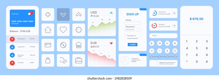 Modern web ui. User interface items for websites design modern templates infographics collection buttons frames dividers navigation search bar creativity menu garish vector set