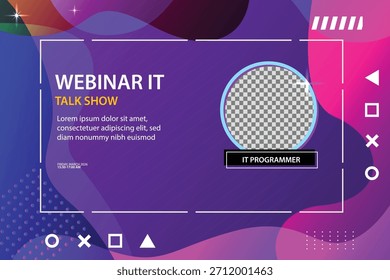 Modern IT webinar banner featuring tech-style elements, futuristic lines, and photo collage layout. 