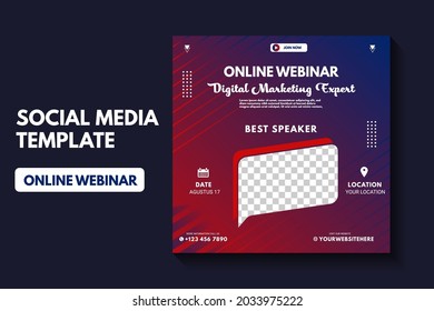 modern webinar social media post template concept design. online marketing promotion banner. business marketing. creative webinar and other online seminars