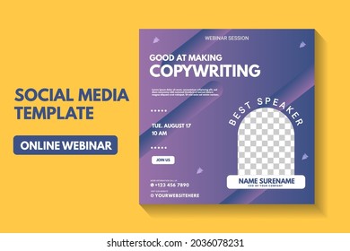 modern webinar social media post template concept design. online marketing promotion banner. business marketing. creative webinar and other online seminars