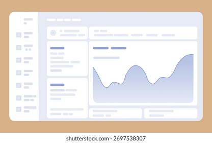Design moderno da interface do painel do site com gradiente azul suave e layout limpo - Modelo de interface do painel de administração de análise mínima para visualização de dados empresariais e projetos da Web