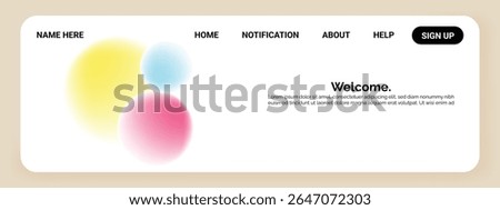 A modern website design featuring a clean layout with a light beige background. On the left side, abstract