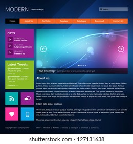 Modern website design template. Metro style. Pixel perfect design. Width 1020px.