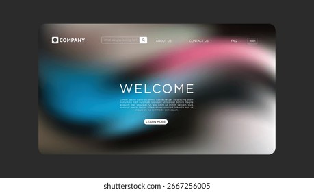 Modern website design template with welcome message and learn more button for businesses