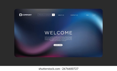 Modern website design template with welcome message and call to action button