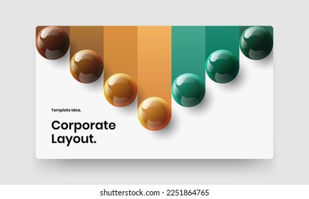 Modern website design vector illustration. Bright 3D spheres placard concept.