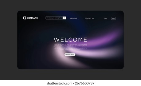 Modern website design welcomes visitors with a clean and elegant purple gradient background interface