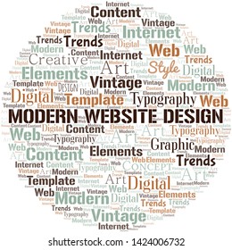 Modern Website Design word cloud. Wordcloud made with text only.