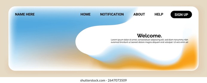 A modern website header design featuring a smooth gradient 