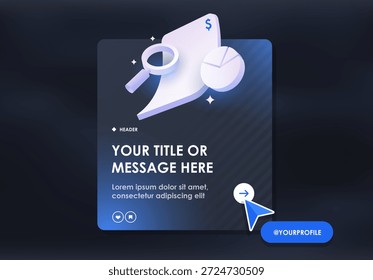 Modern Website Header Template with Social Media Profile Button, Icons, and Interactive Design Elements