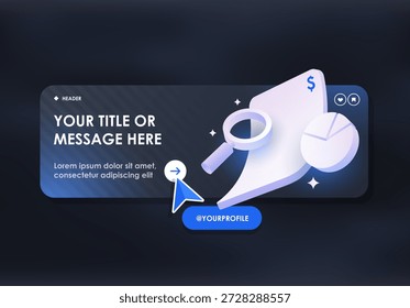Modern Website Header Template with Social Media Profile Button, Icons, and Interactive Design Elements