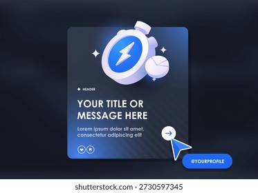 Modern Website Header Template with Social Media Profile Button, Icons, and Interactive Design Elements